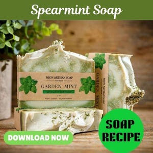 Spearmint Soap Recipe with Essential Oils - Natural Cold Process DIY Soap Making Guide - Printable PDF Download - beginner soap making