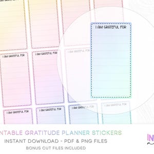 Pastelkleuren Rainbow Gratitude-zijbalkstickers - afdrukbare functionele plannerstickers - digitale stickers - afzonderlijke png