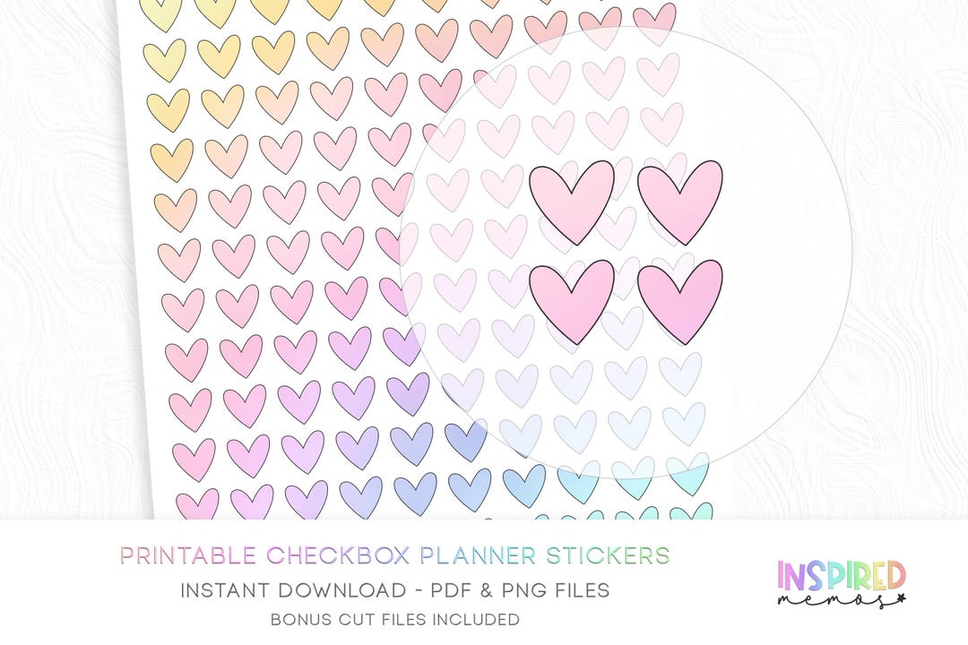 Hearts Planner Stickers Half Inch - Pastel Rainbow - Printable ...