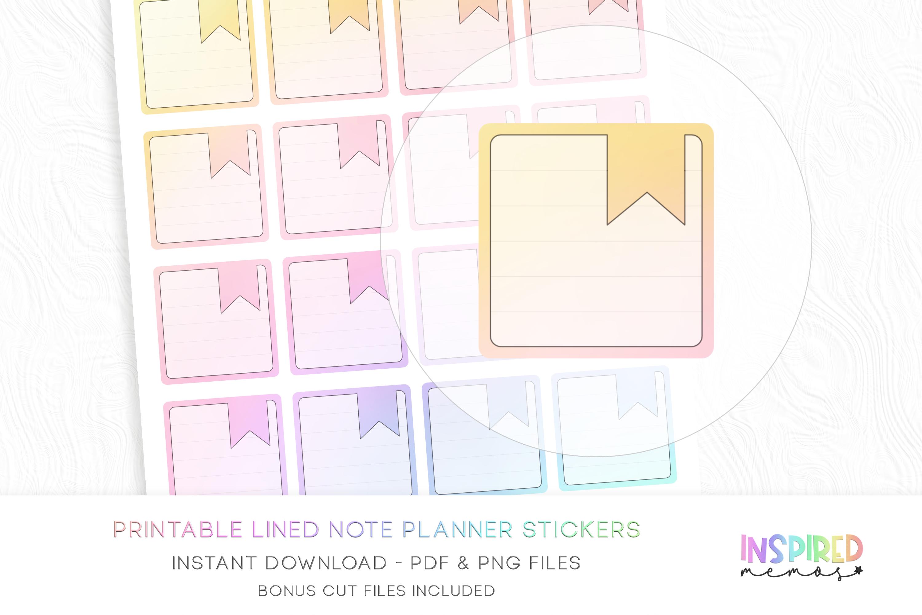 Lined Notes Flag Planner Stickers - Pastel Rainbow - Printable ...