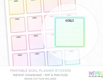 Goals Note Planner Stickers - Pastel Rainbow - Printable Functional Planner Stickers - Mini Notes