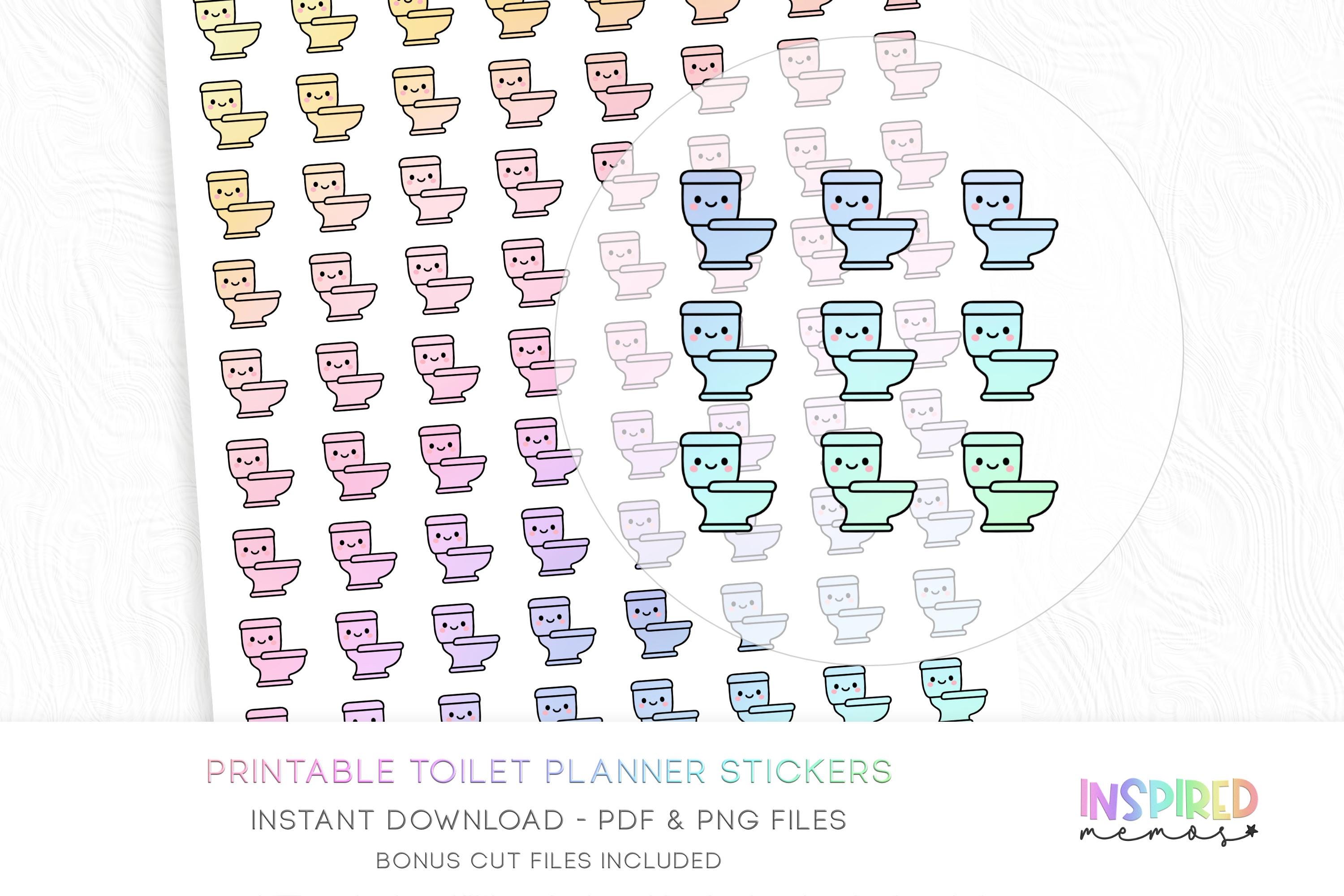 Kawaii Toilet Planner Stickers - Pastel Rainbow - Printable Functional ...