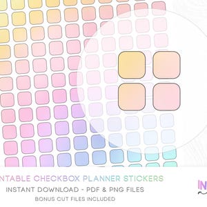 Pastel Rainbow Half Inch Rounded Square Checkbox Stickers - Printable ...