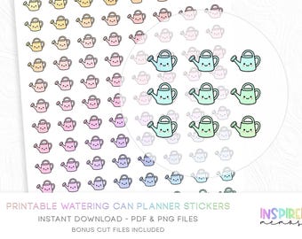 Kawaii plannerstickers gieter - pastel regenboog - afdrukbare functionele plannerstickers