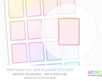 Full Box Planner Stickers - Pastel Rainbow - Printable Functional Planner Stickers