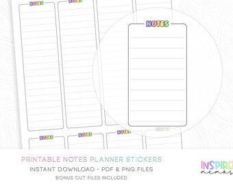 Minimalist Rainbow Notes Stickers - Printable Functional Planner Stickers