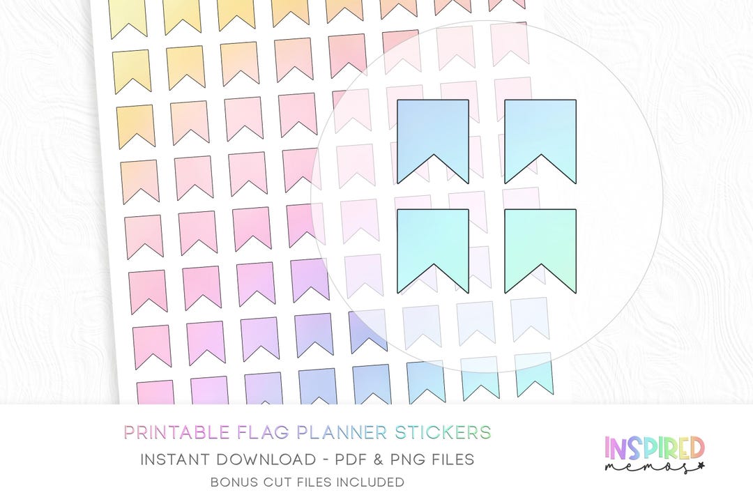 Blank Flags Planner Stickers - Pastel Rainbow - Printable Functional ...