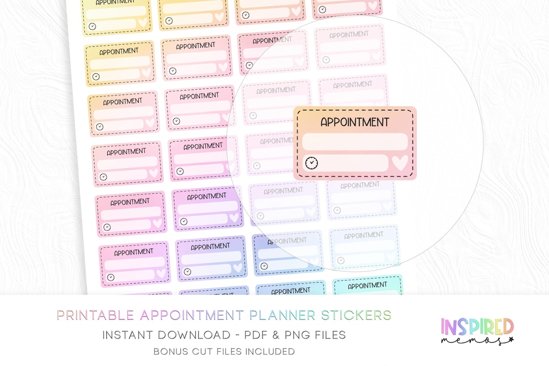 Appointment Planner Stickers - Pastel Rainbow - Printable Functional ...