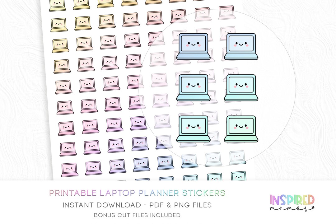 Kawaii Laptop Planner Stickers - Pastel Rainbow - Printable Functional ...