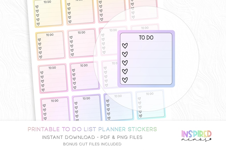 To Do Heart Checklist Planner Stickers - Pastel Rainbow - Printable ...