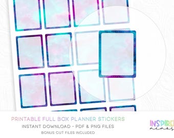 Northern Lights Full Box Stickers - Printable Functional Planner Stickers