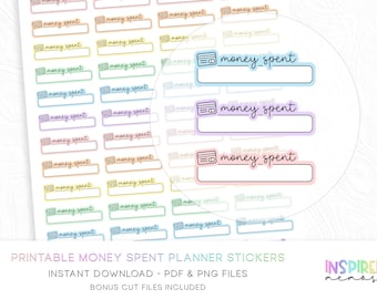 Money Spent Planner Stickers - Icon Planner Stickers - Printable Functional Planner Stickers - Pastel Vibes