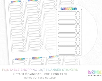 Lista della spesa minimalista arcobaleno - Adesivi stampabili per planner funzionali
