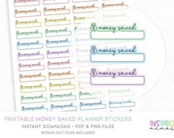 Money Saved Planner Stickers - Icon Planner Stickers - Printable Functional Planner Stickers - Pastel Vibes