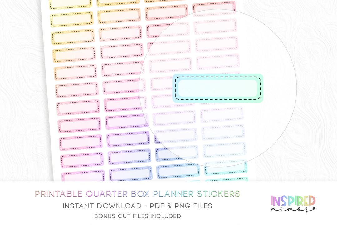 Quarter Box Planner Stickers - Pastel Rainbow - Printable Functional ...