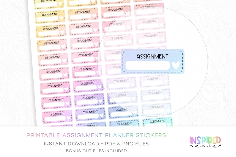 Assignment Planner Stickers - Pastel Rainbow - Printable Functional ...