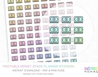 Money Stack Planner Stickers - Pastel Rainbow - Printable Functional Planner Stickers