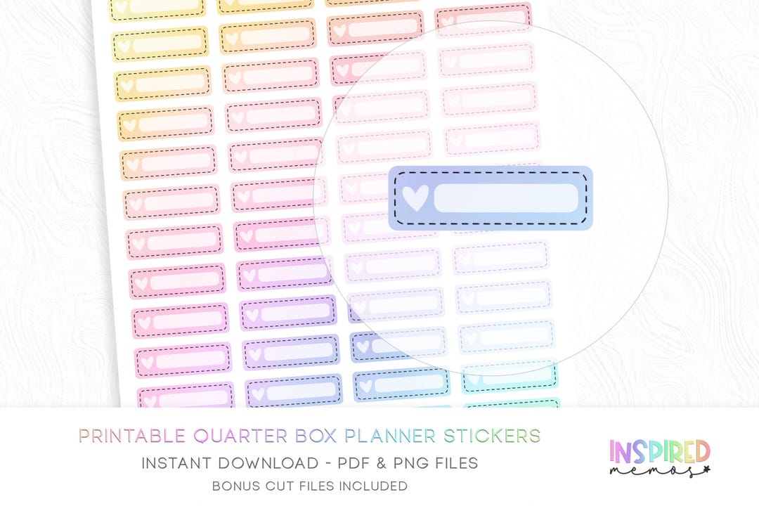 Quarter Box Checklist Planner Stickers - Pastel Rainbow - Printable ...