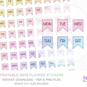 Pastel Rainbow Days Stickers - Printable Functional Planner Stickers