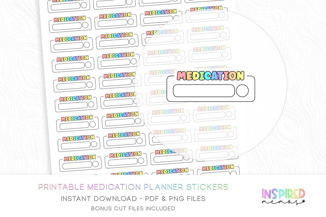 Medication File Sticker Minimalist Rainbow Medication Stickers - Printable Functional Planner ...