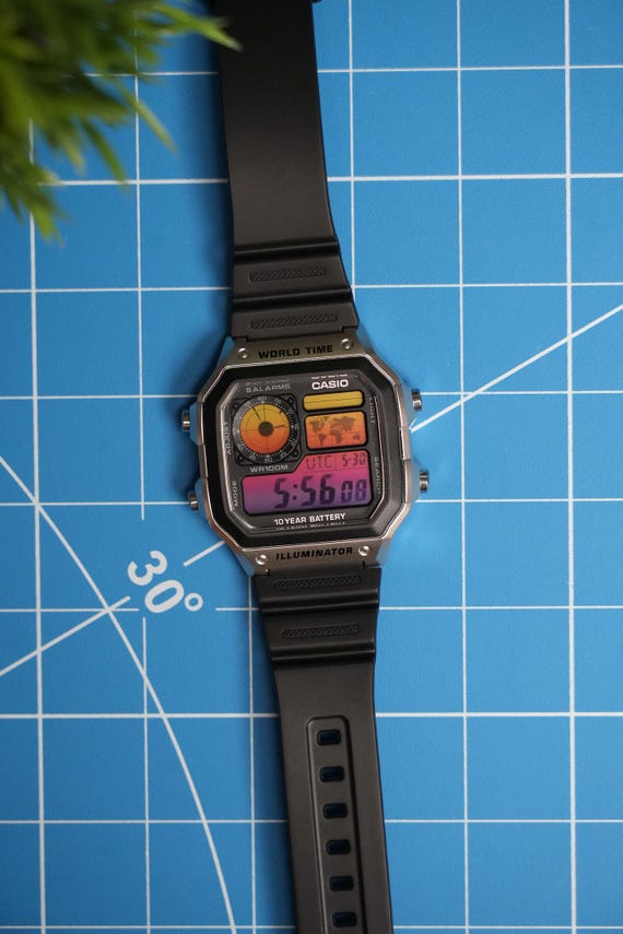Sunset Casio Royale (AE1200) Custom Digital World Time Watch Mod, Brand  New, JellyLab Watches