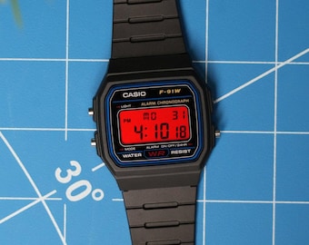 Red Shift - Casio F91W Custom Digital Watch Mod, Brand New, JellyLab Watches
