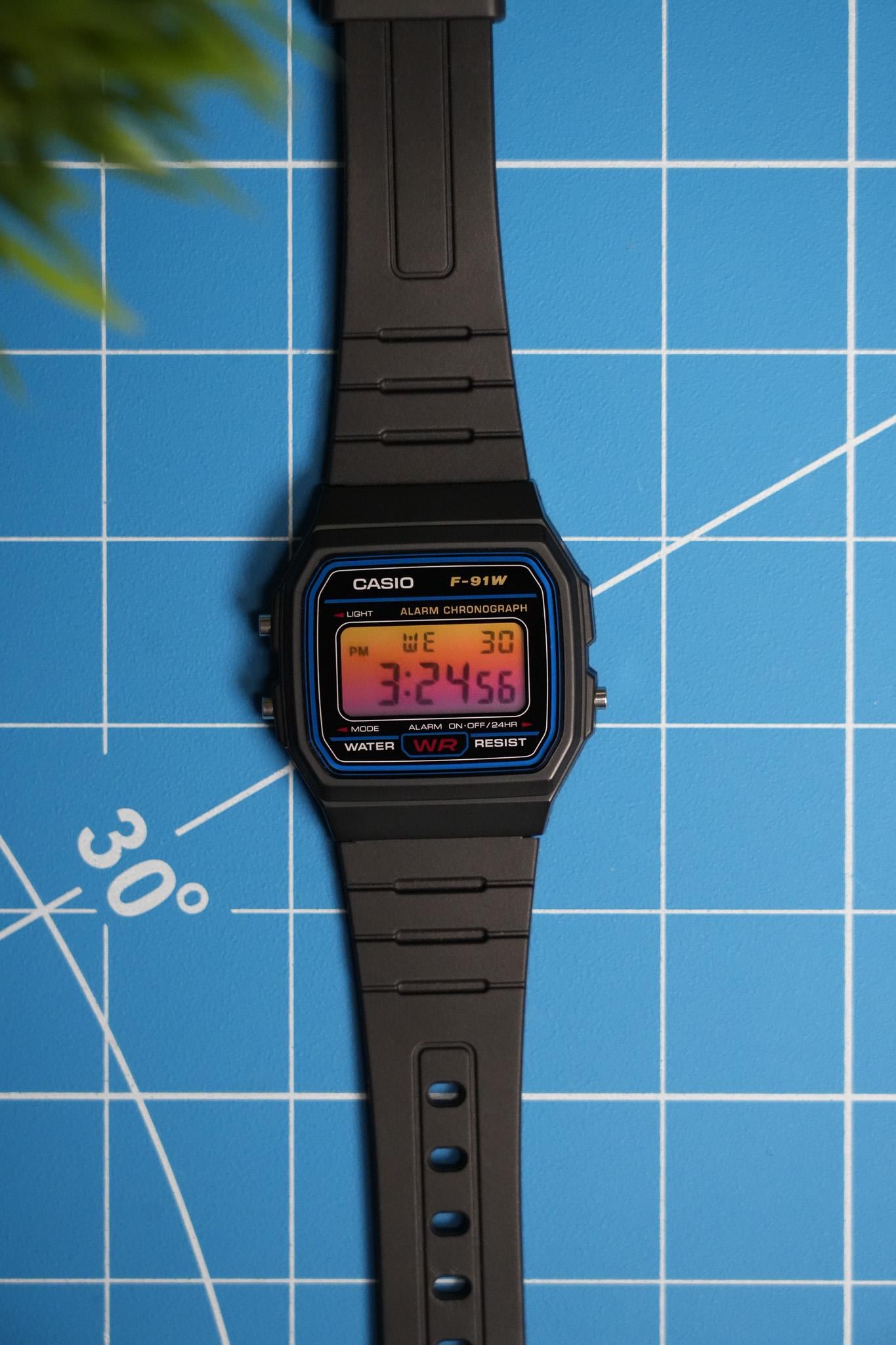 Sunset - Casio F91W Custom Digital Watch Mod, Brand New, Jellylab
