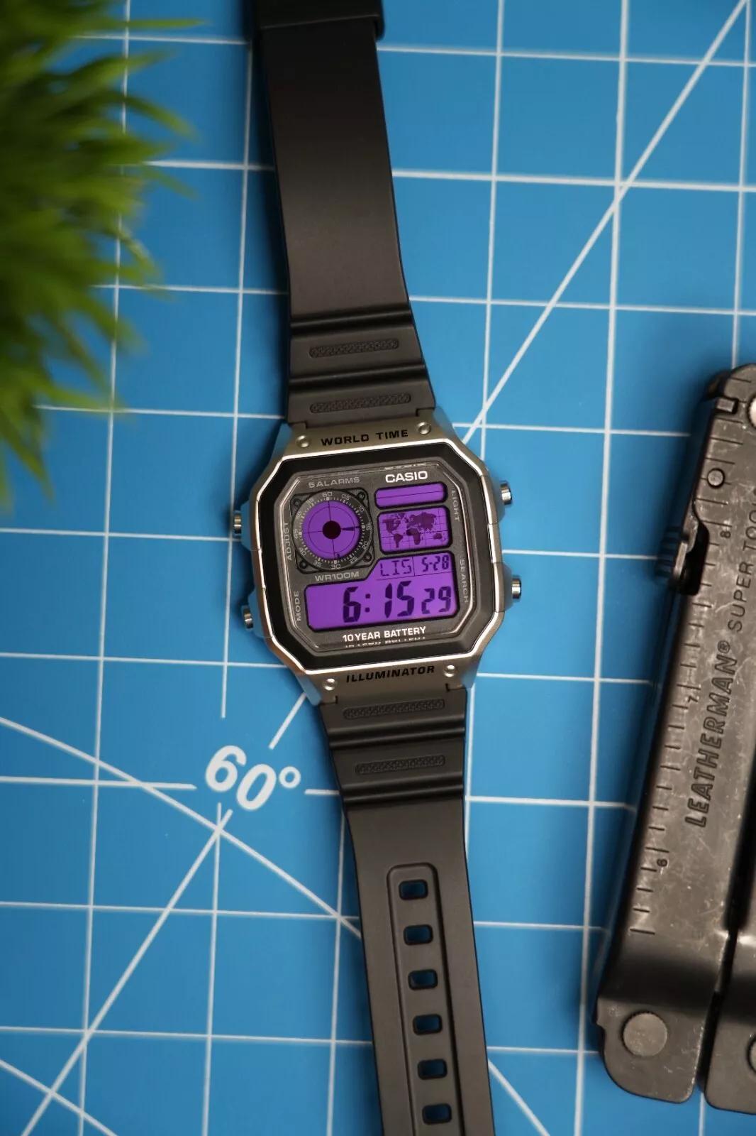Dark Matter - Casio Royale (AE1200) Custom Digital World Time Watch Mod, Brand New, JellyLab Watches