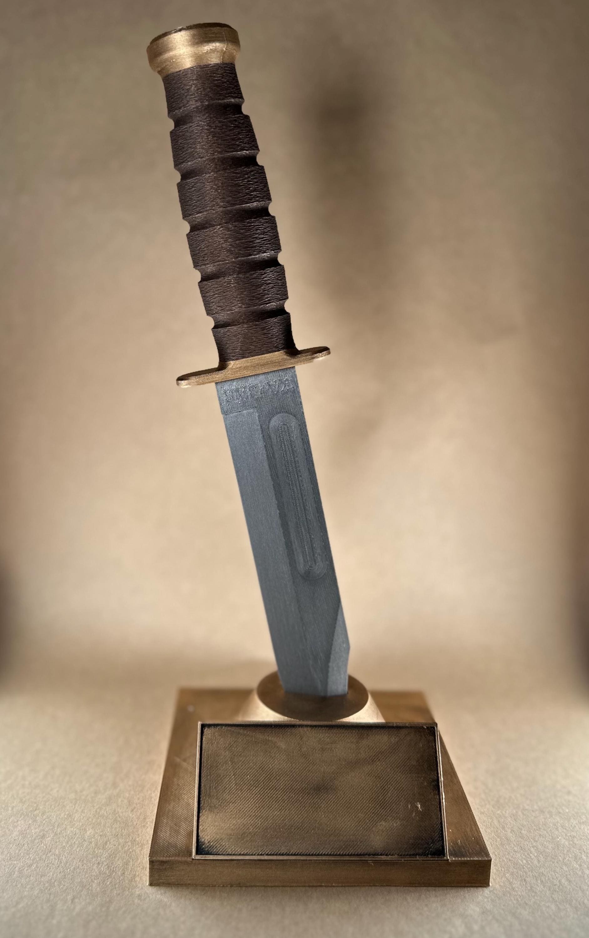 Custom Knife Trophy – 3D Printed Military Award for First Wins, Promotions, or Recognition Moments