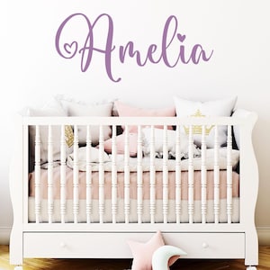 Personalized Girl Name Wall Decal – Custom Vinyl Lettering for Nursery, Kids Room or Teen Bedroom – Elegant Name Wall Sticker