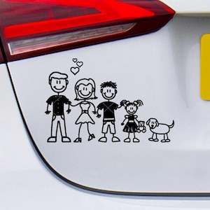 Stick Figure Family Car Decal – Personalized Vinyl Sticker for Car Window – Custom Family Stickers