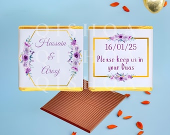 Personalised Wedding Chocolate Birthday Favours | Pakistani Indian Wedding Favours | Nikkah, Walima, Anand Karaj & Bridal Shower Favours