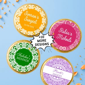 Chocolate wedding favours for guests personalised mehndi party gifts henna dholki sangeet jaggo roka custom wedding favors table decor ideas