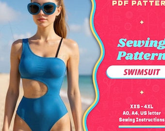 Modello di cucito per costume da bagno intero: Lycra Spandex senza cuciture (XXS-4XL) (modello PDF digitale per principianti)