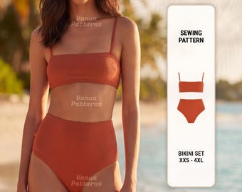 Modello bikini: bikini, costume da bagno, costume intero, dalla XXS alla XXXL (PDF digitale)