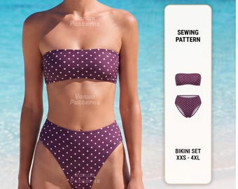 Cartamodello per bikini: costume da bagno, taglie dalla XXS alla XXXL (PDF digitale)