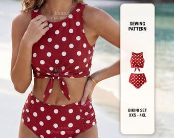 Modello bikini: bikini, costume da bagno, dalla XXS alla XXXL (PDF digitale)