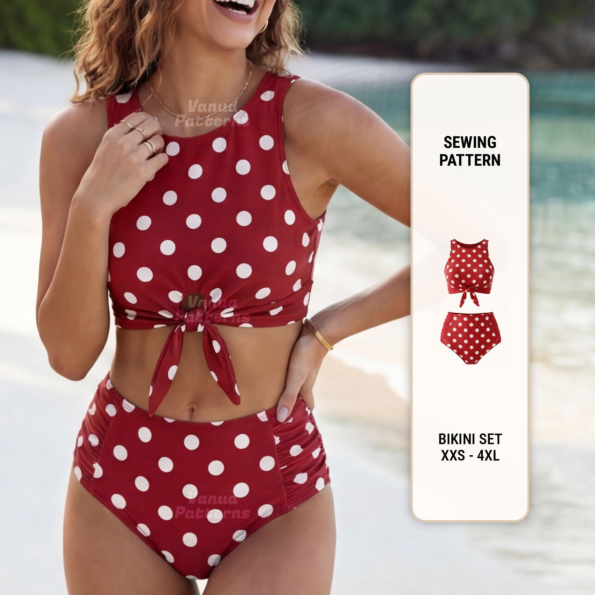 Tankini voor dames, set van push-up-top en bikinibroekje, tweedelig badpak, grote maten badmode, sportieve badkleding met print, XXL