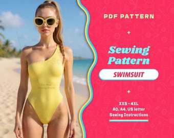 Cartamodello per costume da bagno intero: Lycra Spandex reversibile (cartamodello PDF digitale XXS-4XL)