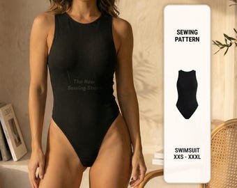 Modello costume da bagno: intero, costume da bagno, dalla XXS alla XXXL (PDF digitale)