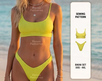 Modello bikini: bikini, costume da bagno, dalla XXS alla XXXL (PDF digitale)