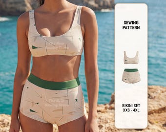 Modello bikini: bikini, costume da bagno, dalla XXS alla XXXL (PDF digitale)