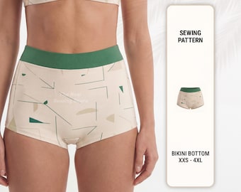 Modello per slip bikini: bikini, costumi da bagno, dalla XXS alla XXXL (PDF digitale)