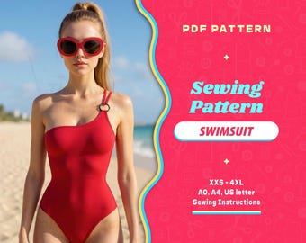 Cartamodello per costume da bagno intero: Lycra Spandex reversibile (cartamodello PDF digitale XXS-4XL)