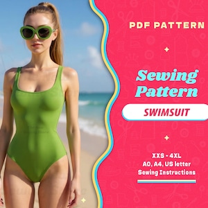 Bikini sewing pattern | swimsuit and swimwear sewing pattern | Multiple sizes XXS to 4XL | Digital PDF beginner friendly pattern