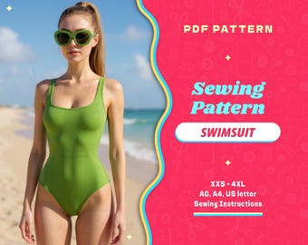 Cartamodello per costume da bagno intero: Lycra Spandex reversibile (cartamodello PDF digitale XXS-4XL)
