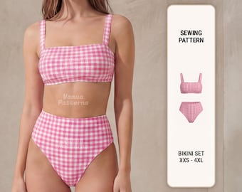 Modello bikini: bikini, costume da bagno, costume intero, dalla XXS alla XXXL (PDF digitale)