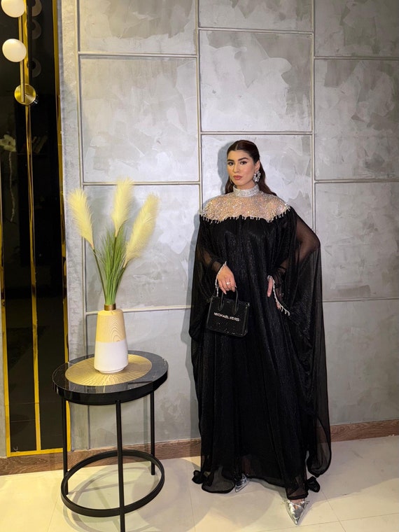 strapless open back dress Black Poly Blend Jersey One Sleeve Kaftan Dress – MORPHEW main image 1