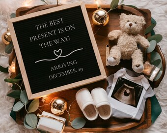 Winter Pregnancy Announcement: Editable Holiday Baby Reveal (Digital Download)