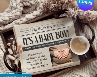 Newspaper Pregnancy Announcement: Baby News Reveal (Digital Download)
